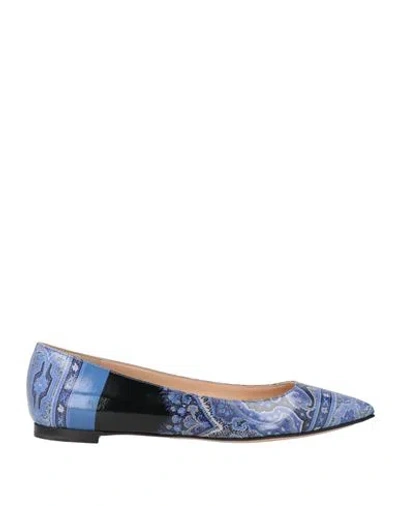 Gianvito Rossi For Etro Woman Ballet Flats Blue Size 6 Synthetic Fibers