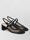 Gianvito Rossi Piper Suede-trimmed Mesh Slingback Pumps In Black