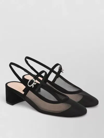 GIANVITO ROSSI TEXTILE AND SUEDE PUMPS