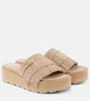Gianvito Rossi Fringed Suede Platform Slides In Beige