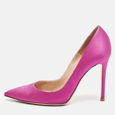 Pre-owned Gianvito Rossi Fuchsia Pink Satin Gianvito 105 Pointed Toe Pumps Size 39