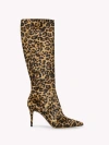 Gianvito Rossi 85 Leopard-print Velvet Knee-high Boots In Multi
