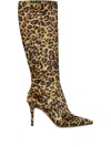 Gianvito Rossi 85 Leopard-print Velvet Knee-high Boots In Multi