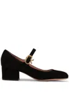 Gianvito Rossi Suede Block-heel Mary Jane Pumps In Black  