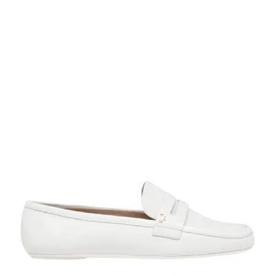 Gianvito Rossi G25314 Round Toe Leather Loafers In White