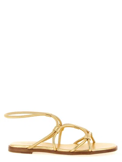 Gianvito Rossi G32574 Sandals Flat Sole Metallic Straps In Gold