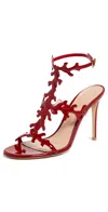 Gianvito Rossi Red Cut-out Ankle-strap Heels In Burgundy