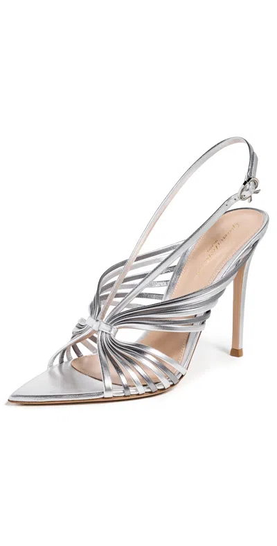 Gianvito Rossi G32784 Nappa Silk Heels Silver/steel