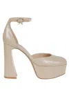 Gianvito Rossi Leather Sandal With Iconic Ribbon Buckle In Sand Sand