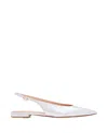 Gianvito Rossi Mirrored-leather Point-toe Slingback Flats In White