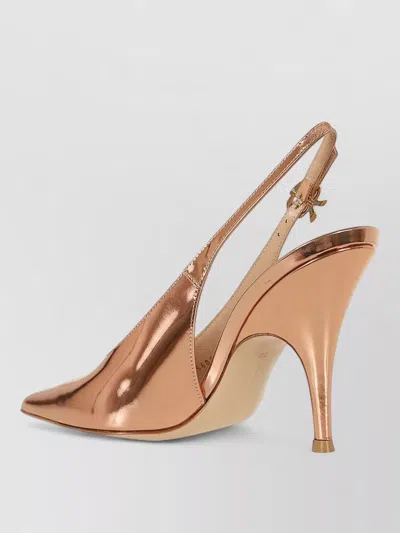 Gianvito Rossi G95605 Pointed Toe Metallic Slingback Pumps In Brown