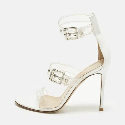 Pre-owned Gianvito Rossi Gabby Plexi Size 39 White/transperent Pvc And Leather Ankle Strap Sandals