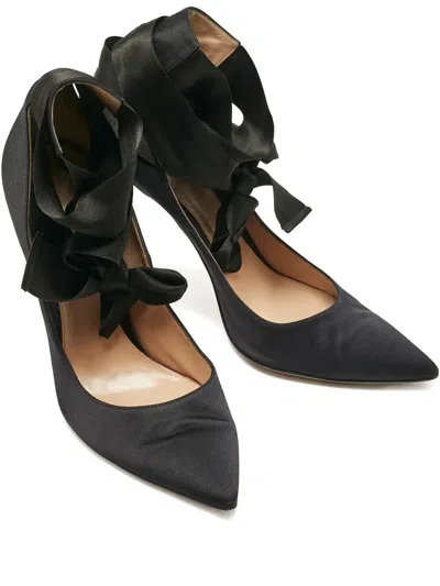 Pre-owned Gianvito Rossi Gala Ankle-wrap Heeled Pumps In Black