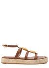Gianvito Rossi Leather Strappy Sandals With Stone Embellishment In Brown