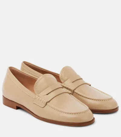 Gianvito Rossi Georgie Nuit Patent Leather Loafers In Beige