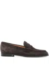 Gianvito Rossi Georgie Penny-strap Suede Loafers In Brown