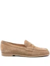 Gianvito Rossi Georgie Penny Suede Loafers In Neutral