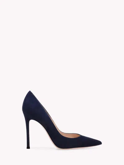 Gianvito Rossi Pointed Toe Pump In Denim Suede