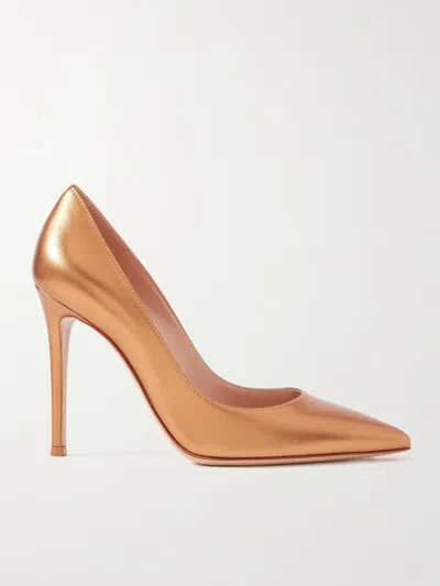 Gianvito Rossi Gianvito 105 Metallic Leather Pumps In Orange