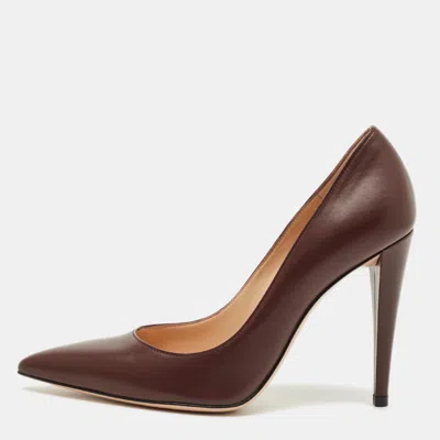 Pre-owned Gianvito Rossi Gianvito 105 Size 37 Burgundy Leather Pumps