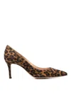 Gianvito Rossi Leopard Print Suede Pumps In Brown