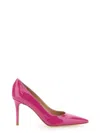 Gianvito Rossi Glossy Leather Pointed Toe Stiletto Heel Pumps In Pink