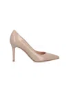 Gianvito Rossi Pointed Toe Patent Finish High Heel In Beige