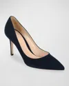 Gianvito Rossi Stiletto Heel Pointed Toe Suede Pumps In Blue