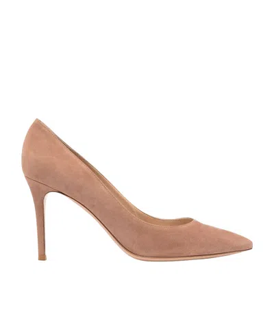 Gianvito Rossi Pointed-toe 85mm Leather Pumps In Beige