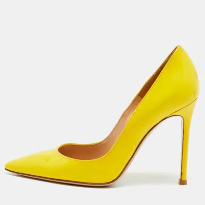Pre-owned Gianvito Rossi Gianvito 85 Size 35 Yellow Patent Leather Pumps
