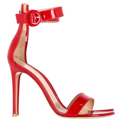 Gianvito Rossi Gianvito Portofino 105 High Heel Sandals In Red Patent Leather