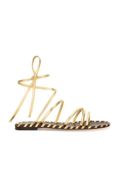 Gianvito Rossi Zaira 05 Metallic Leather Sandals In Gold