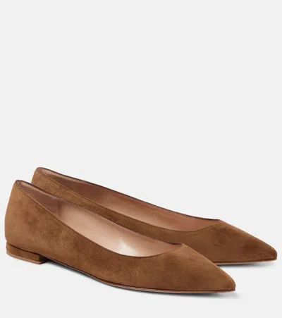 Gianvito Rossi Suede Pointed-toe Ballerina Flats In Texas