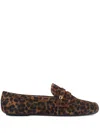 Gianvito Rossi Leopard Velour Penny Loafers In Brown