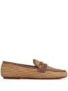 Gianvito Rossi Leather-trimmed Raffia Loafers In Cucu Cuoio+cuoio