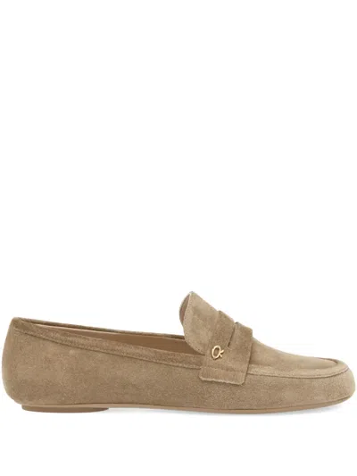 Gianvito Rossi Round Head Loafer Shoes In Brown