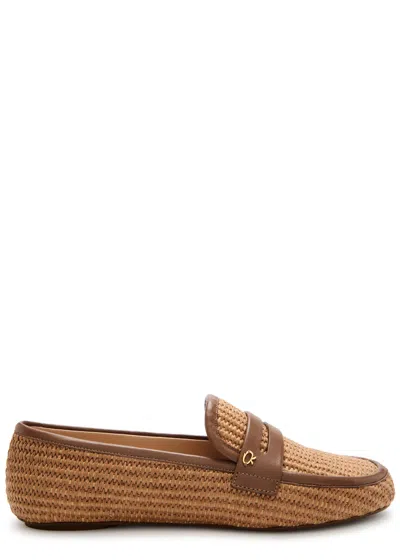 Gianvito Rossi Giorgia Marbella Raffia Loafers In Beige
