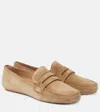 Gianvito Rossi Giorgia Loafers Suede Finish Mini Logo In Beige