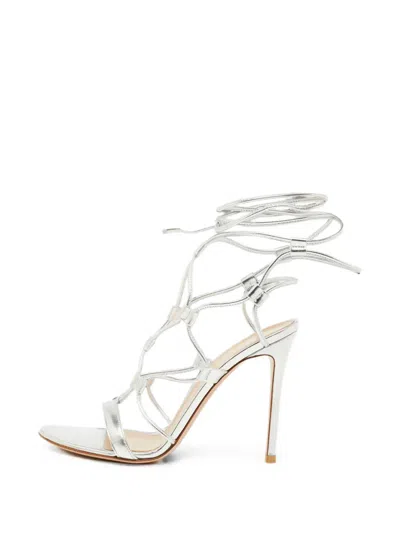 Pre-owned Gianvito Rossi Giza Ankle-tie Sandals In Silver