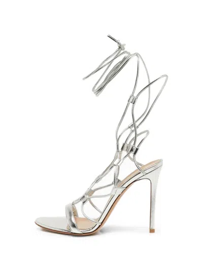 Pre-owned Gianvito Rossi Giza Ankle-wrap Sandals In Silver