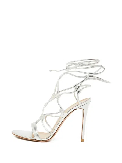 Pre-owned Gianvito Rossi Giza Leather Sandals In Silver