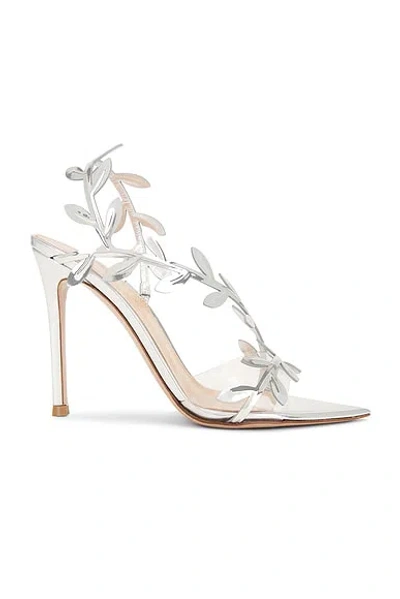 Gianvito Rossi Glass & Metal Heels In Transparent & Silver