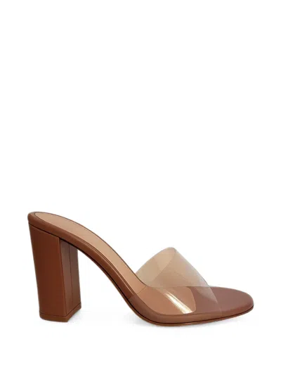 Gianvito Rossi Glass Mules 85 In Brown