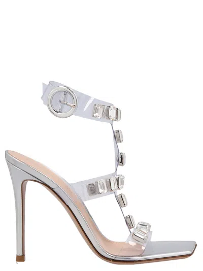 Gianvito Rossi Glass Nappa Leather Stiletto Sandal In Silver