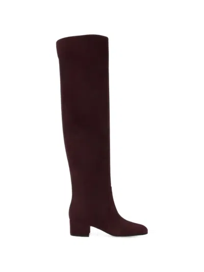 Gianvito Rossi Glen Cuissard Suede Boots In Red
