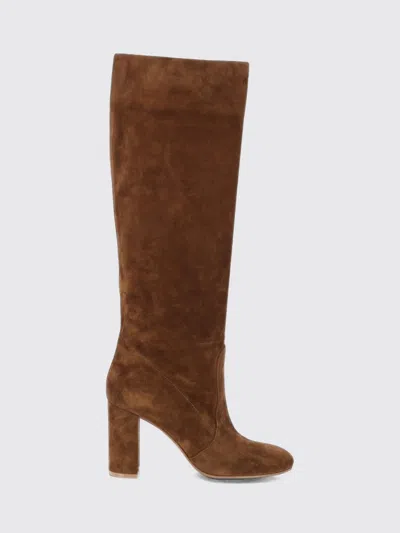 Gianvito Rossi Glen Knee-high Suede Boots With Block Heel In Brown