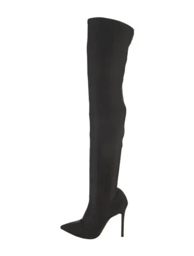Pre-owned Gianvito Rossi Glitter Accents Sock Boots In Black
