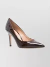 Gianvito Rossi Glossy Nappa Leather Pointed Toe Pumps In Brown