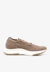 Gianvito Rossi Glover Stretch Knit Low-top Sneakers In Brown