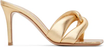 Gianvito Rossi Gold Amour Mules In Mekong
